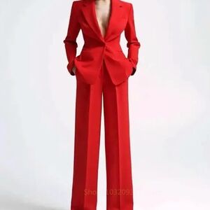 Elegant Red Women's Pantsuit
